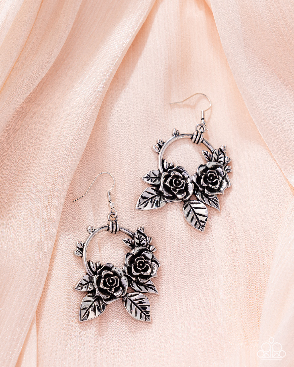 Wanderlust Wreath - Silver Rose Flower Earring Paparazzi