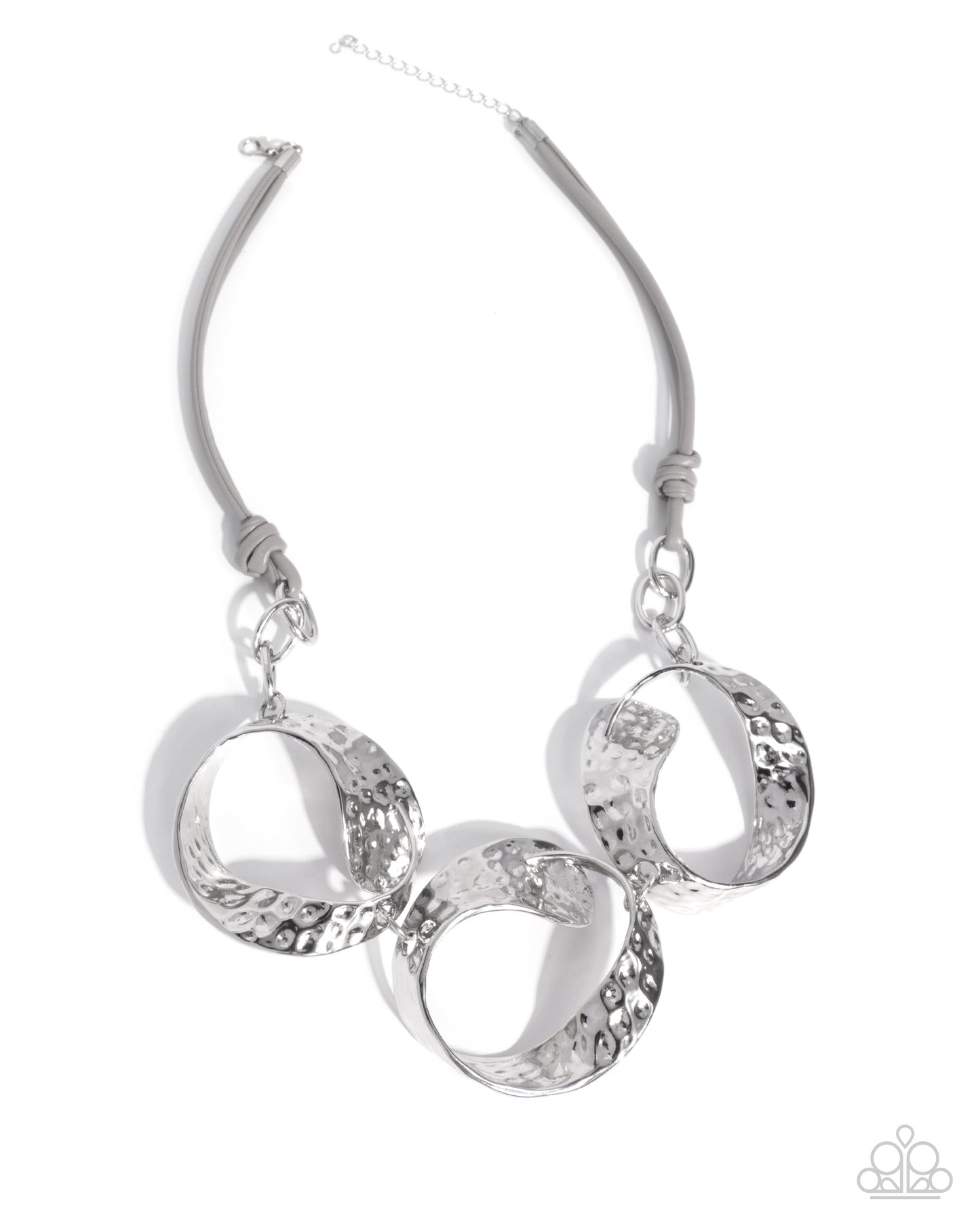 Curly Cabaret - Silver Hammered Frame Statement Necklace Paparazzi N3423
