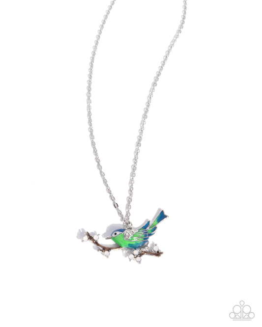 Painted Perch - Blue Bird Necklace Paparazzi N3542