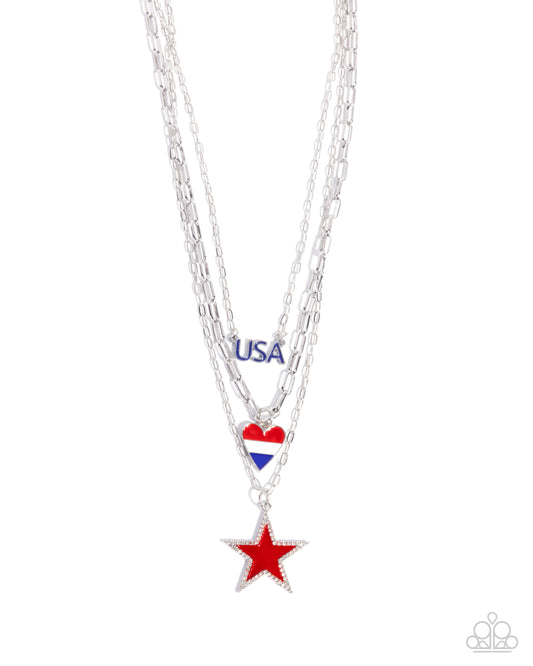 Unforgettable USA - Multi Layered Patriotic 4th Of July Necklace Paparazzi N3381
