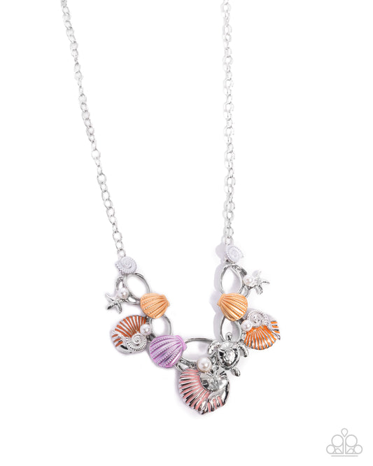 Oceanic Octave - Orange Peach Echo, Coral & Light Pink Seashell, Starfish, Turtle Necklace Paparazzi N3162