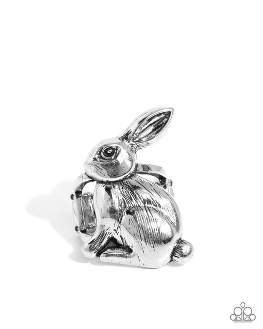 Rabbit Radiance - Silver Rabbit Easter Ring Paparazzi R0978