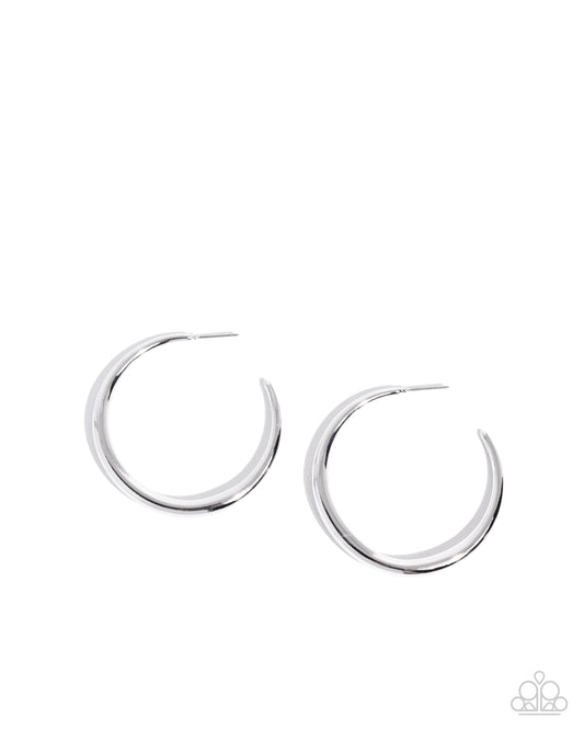 Sleek Selvage - Silver 2 Inch Hoop Earring Paparazzi E2895