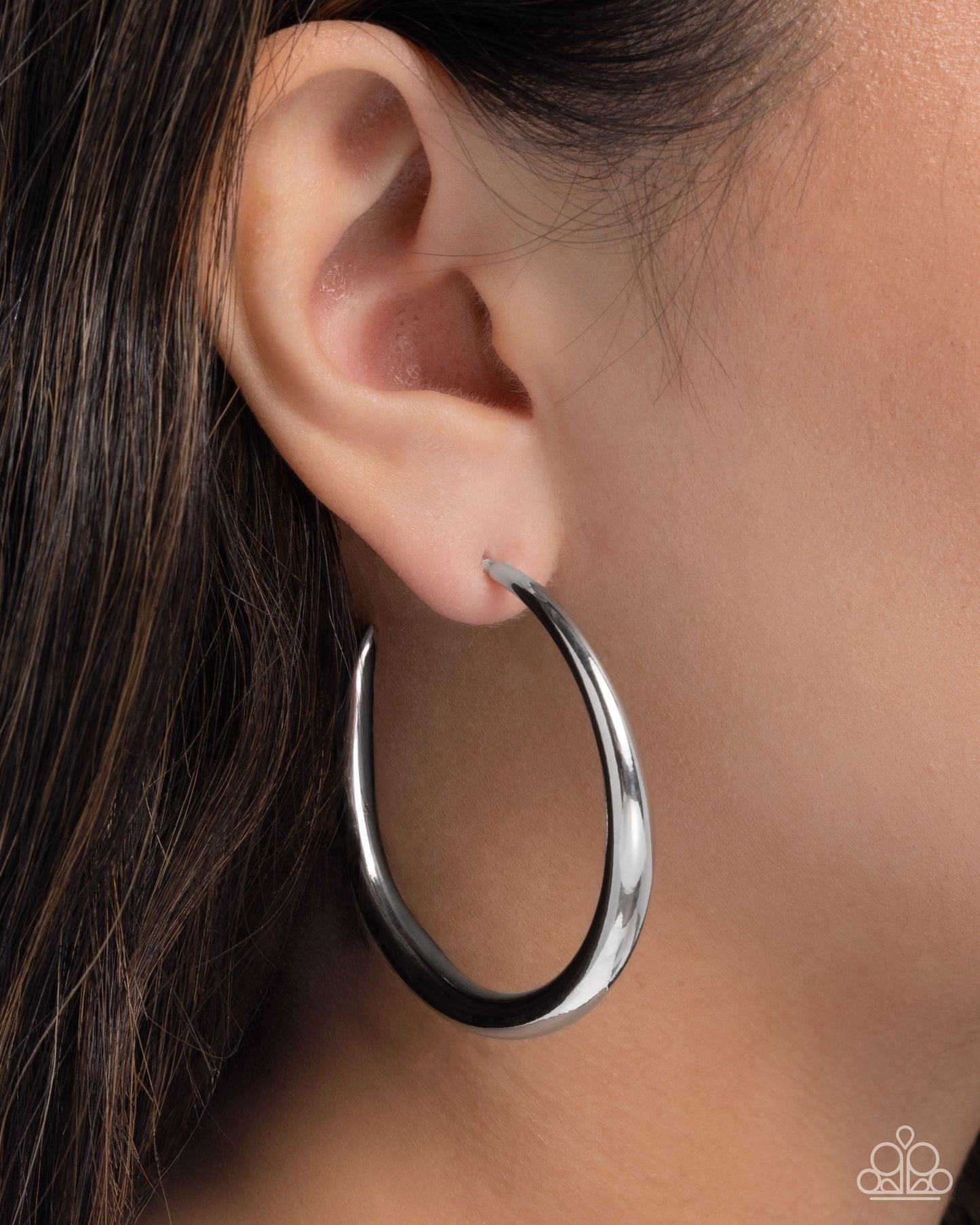 Sleek Selvage - Silver 2 Inch Hoop Earring Paparazzi E2895