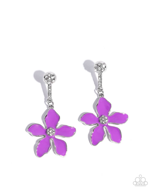 Floral Fleet - Purple Crocus Painted Silver Flower Post Earring Paparazzi E3043