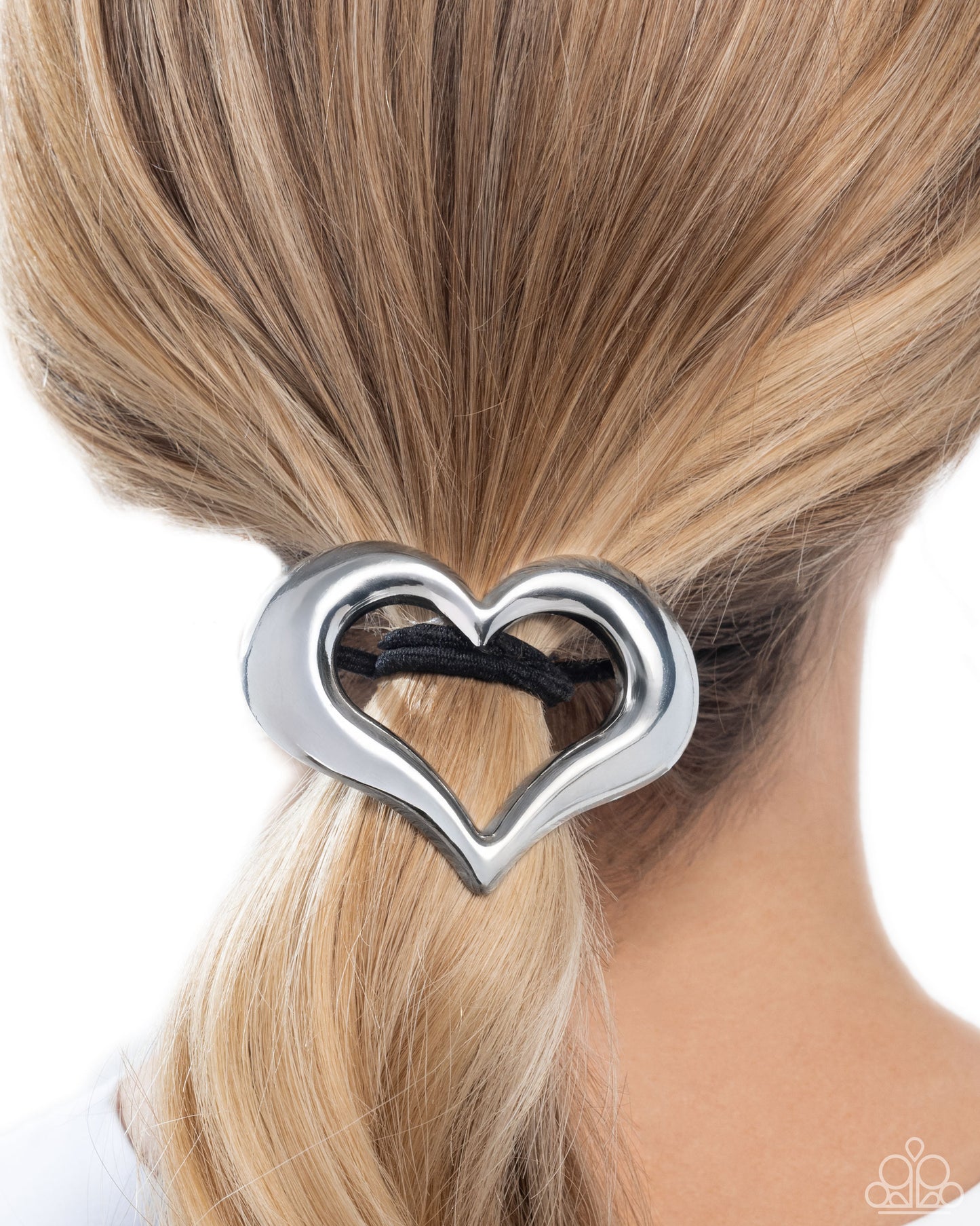 Cupid Call - Silver Heart Elastic Hair Tie Paparazzi H0191