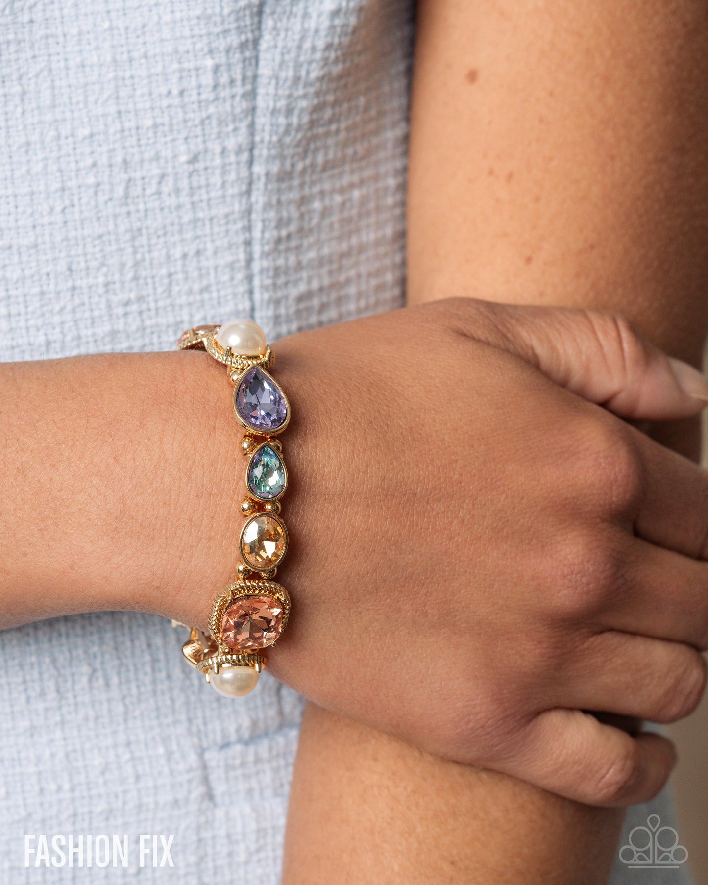 Collecting Chic - Multicolored gem Stretch Bracelet Fiercely 5th Avenue Fashion Fix June 2025 Paparazzi B2321