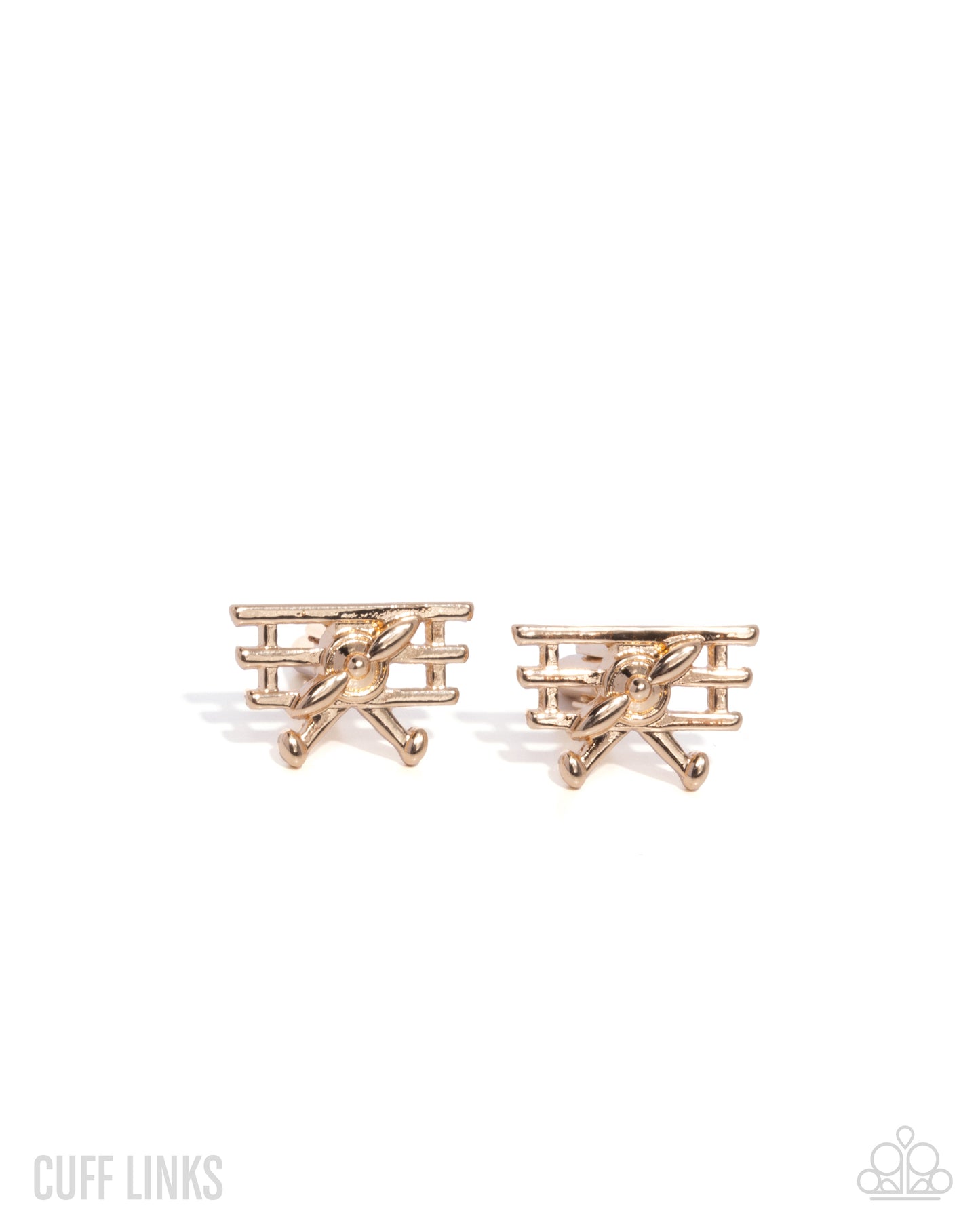 WRIGHT Here! - Gold - Vintage Gold Airplane French Cuff Link Paparazzi