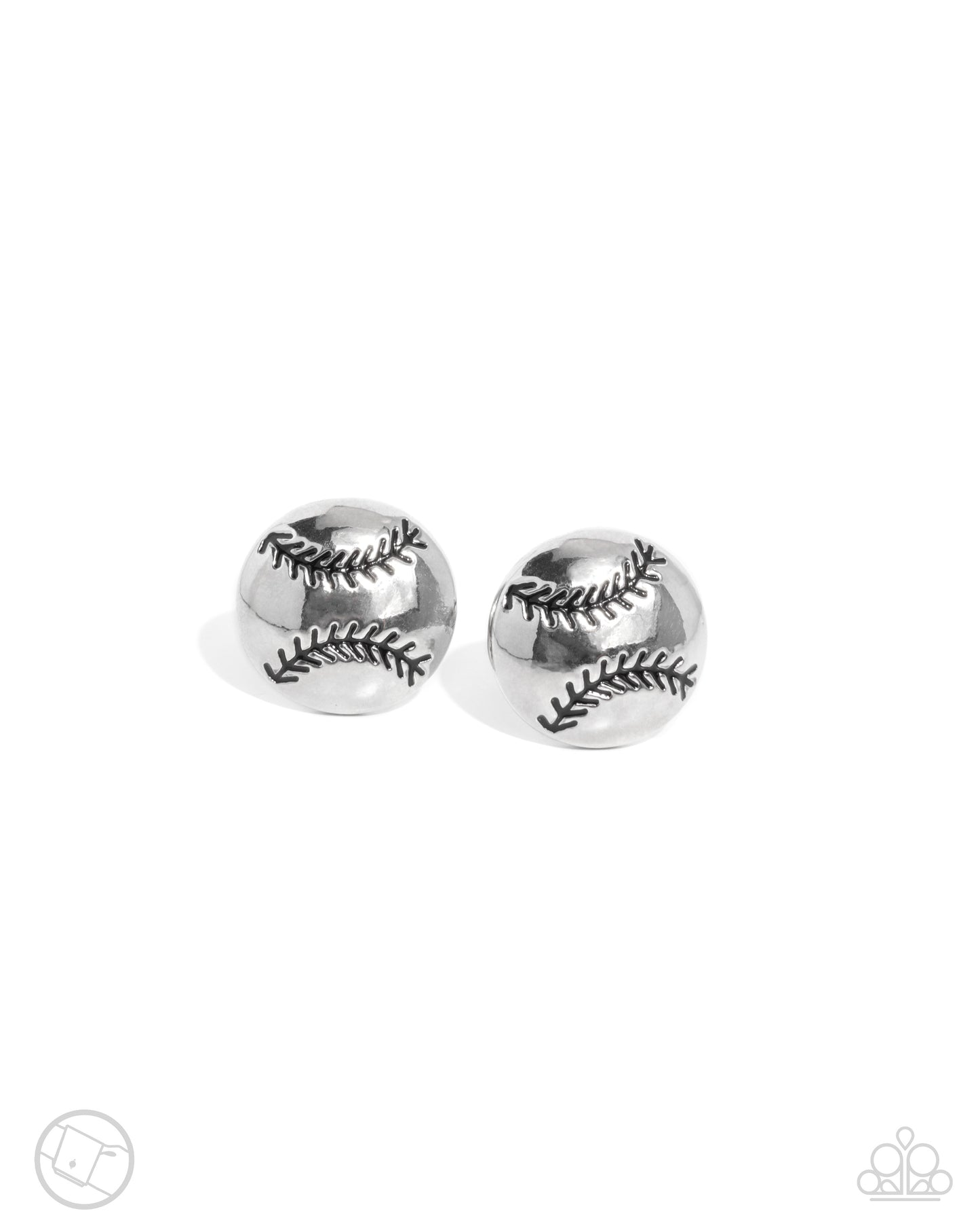 Baseball Backdrop - Silver Baseball Sport Inspired French Cuff Link Paparazzi