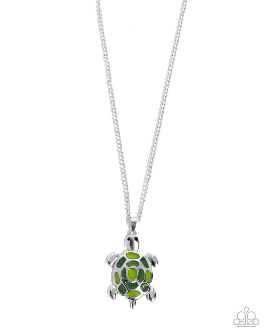 Turtle Theme - Complete Look Green Turtle Tale Necklace & Turtle Tradition - Green Earring Paparazzi N3584