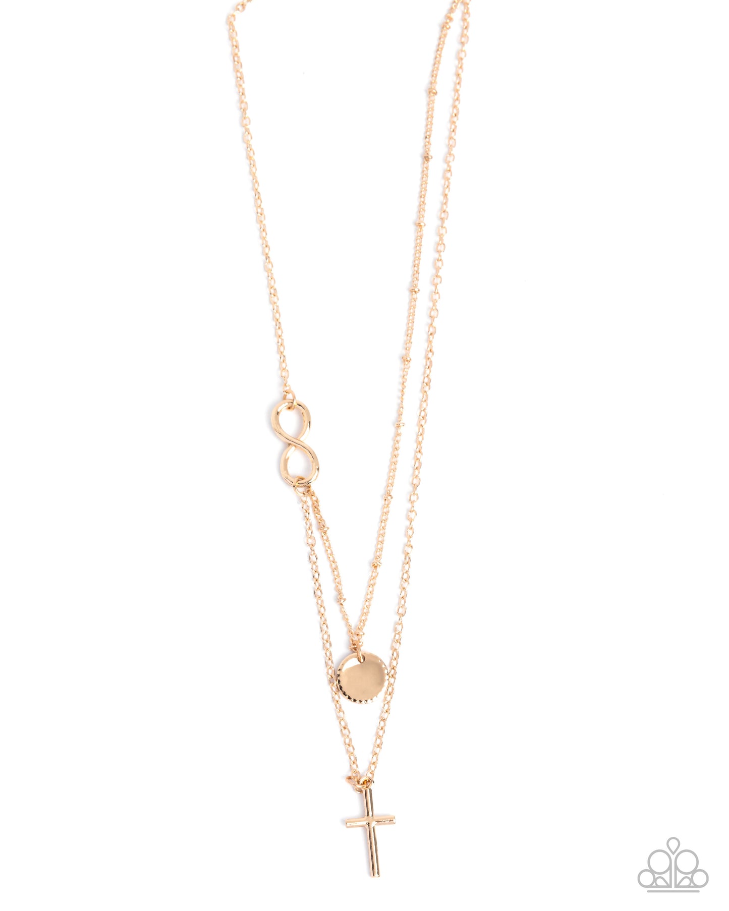 Eternal Embrace - Gold Infinity Sign, Gold Cross Layered Necklace Paparazzi N2924