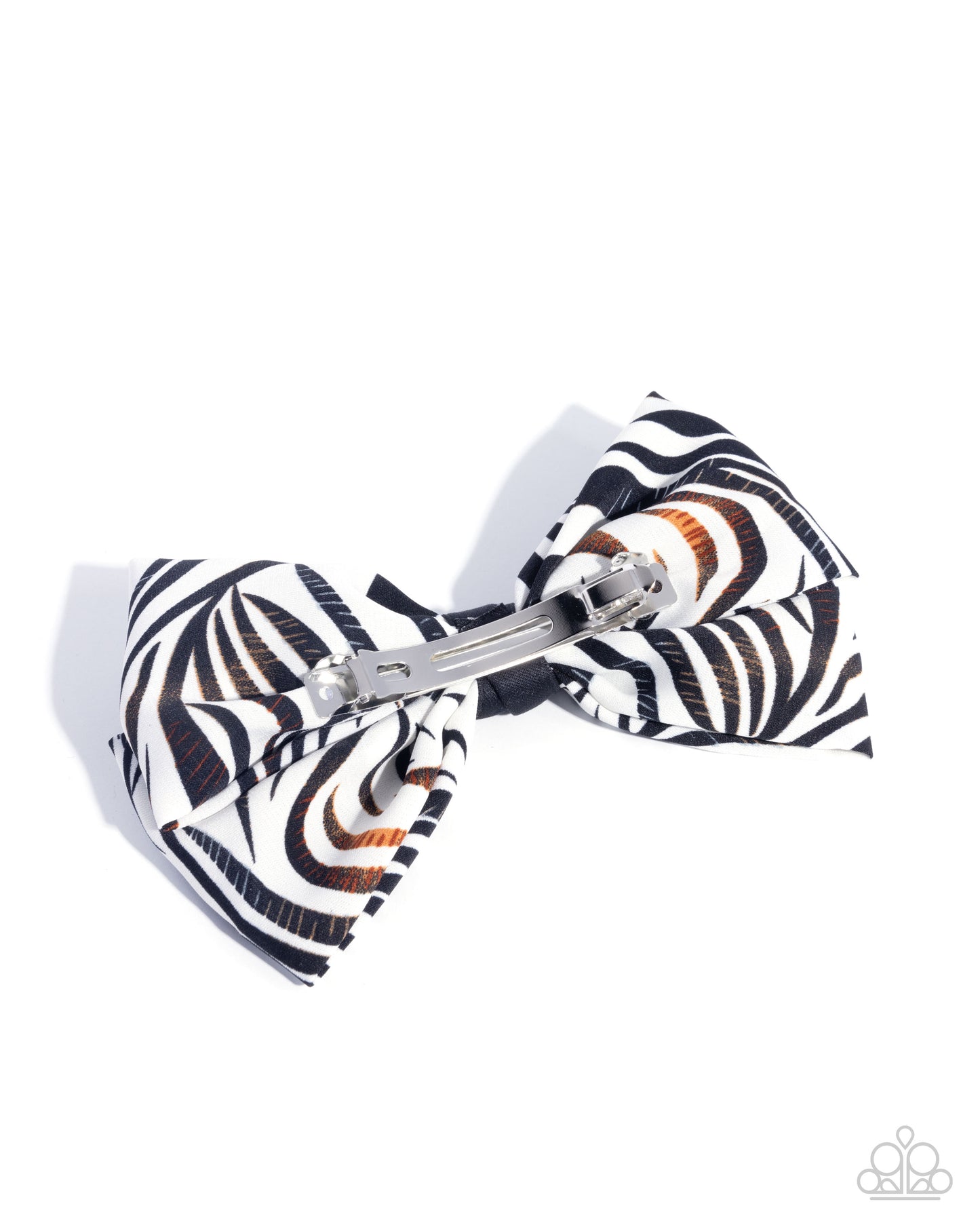 Zealous Zebra - White & Black Zebra Print Hair Ribbon Bow Hair Clip Paparazzi H0156