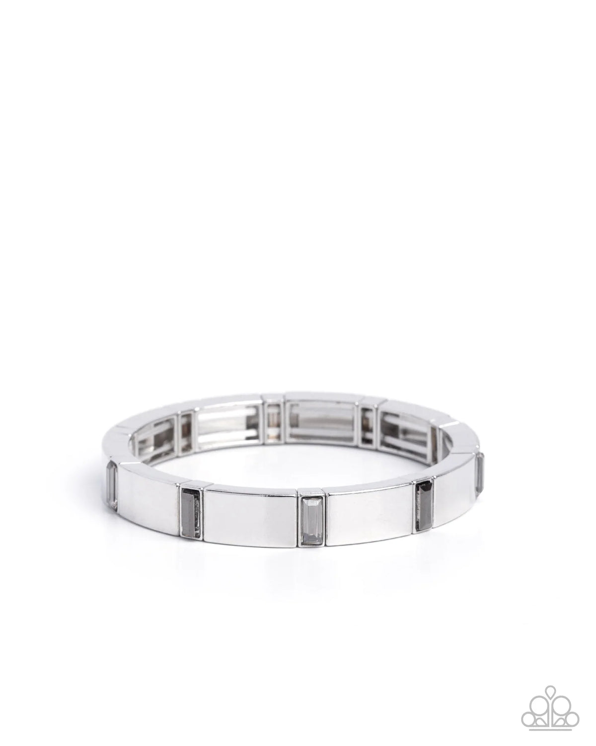 Paparazzi Glistening Gesture - Silver Hematite Smoky Gem Stretch Bracelet B2794