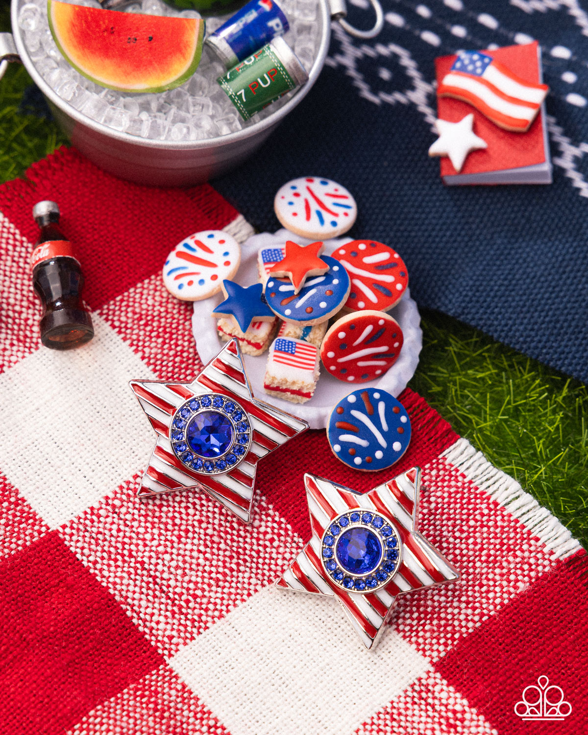 American Aesthetic - Multi Red, White, Blue Star Post Earring Paparazzi