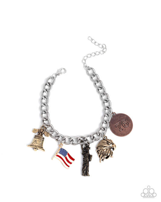 Liberty Legacy - Multi Color Red, White & Blue Patriotic 4th Of July Charm Style Bracelet Paparazzi B2268