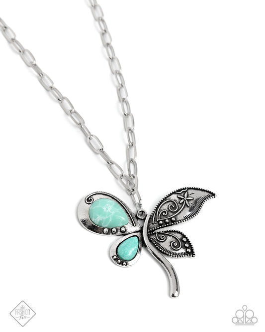 Moderate Merriment - Green & Silver Dragonfly Necklace Simply Santa Fe Fashion Fix March 2025 Paparazzi N3140
