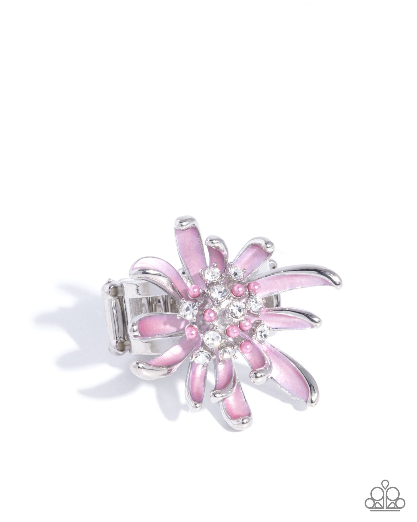 Floral Faculty - Purple Metallic Crocus Shade Silver Flower Ring Paparazzi R1091