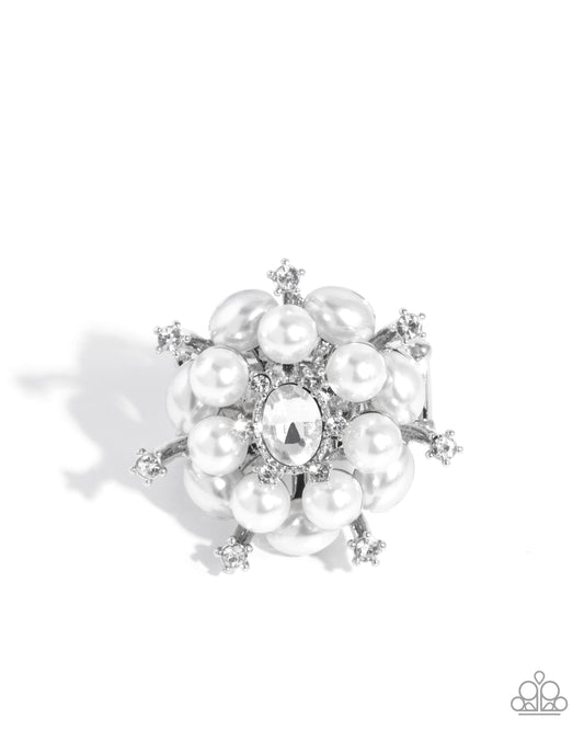 Hopeful Heirloom - White Pearl & Gem Statement Ring Paparazzi R1107