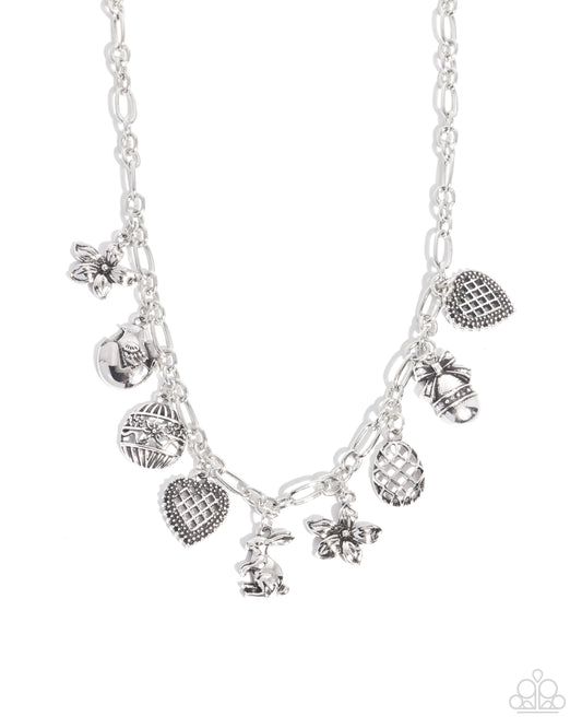 Complete Look - Eclectic Easter Silver Necklace & Extensive Easter Silver Bracelet Set Paparazzi N3593