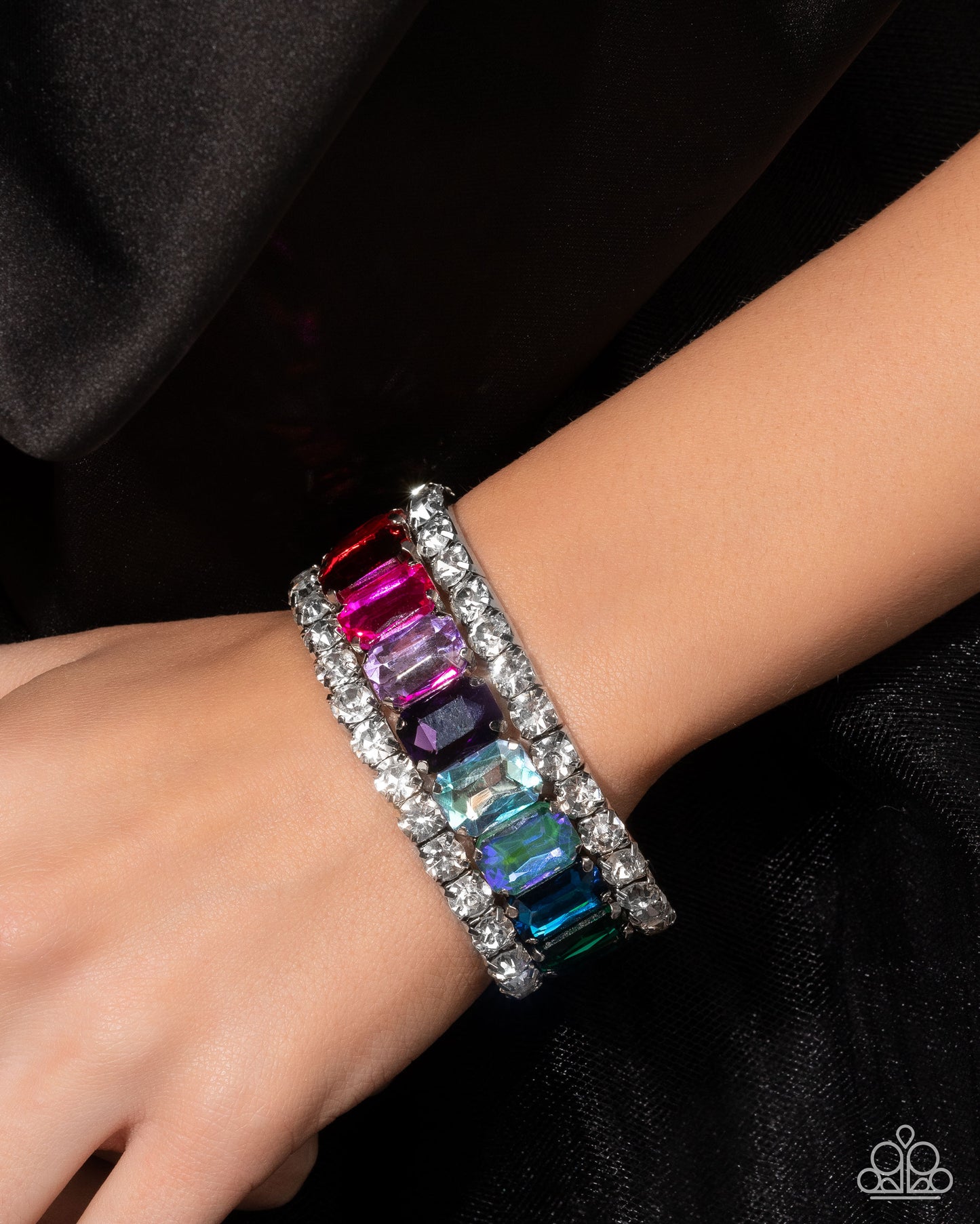Candescent Caliber - Multicolored, UV Shimmer Gem & White Gem Stretch Bracelet Set Paparazzi Empower Me Pink 2025