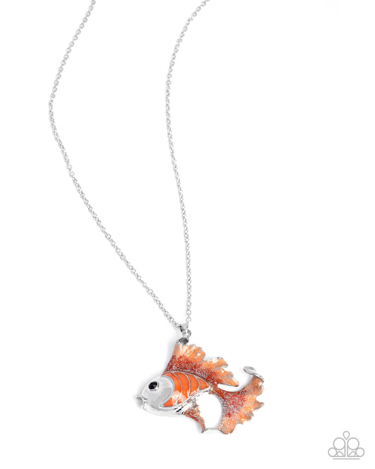 Flashy Fish - Orange & Red Fish Necklace Paparazzi N3295