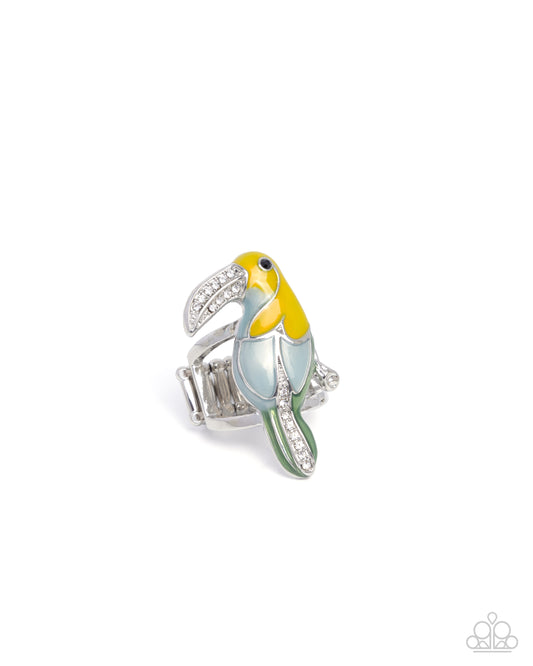 Twinkling Toucan - Yellow Misted Marigold Ring Paparazzi R1053