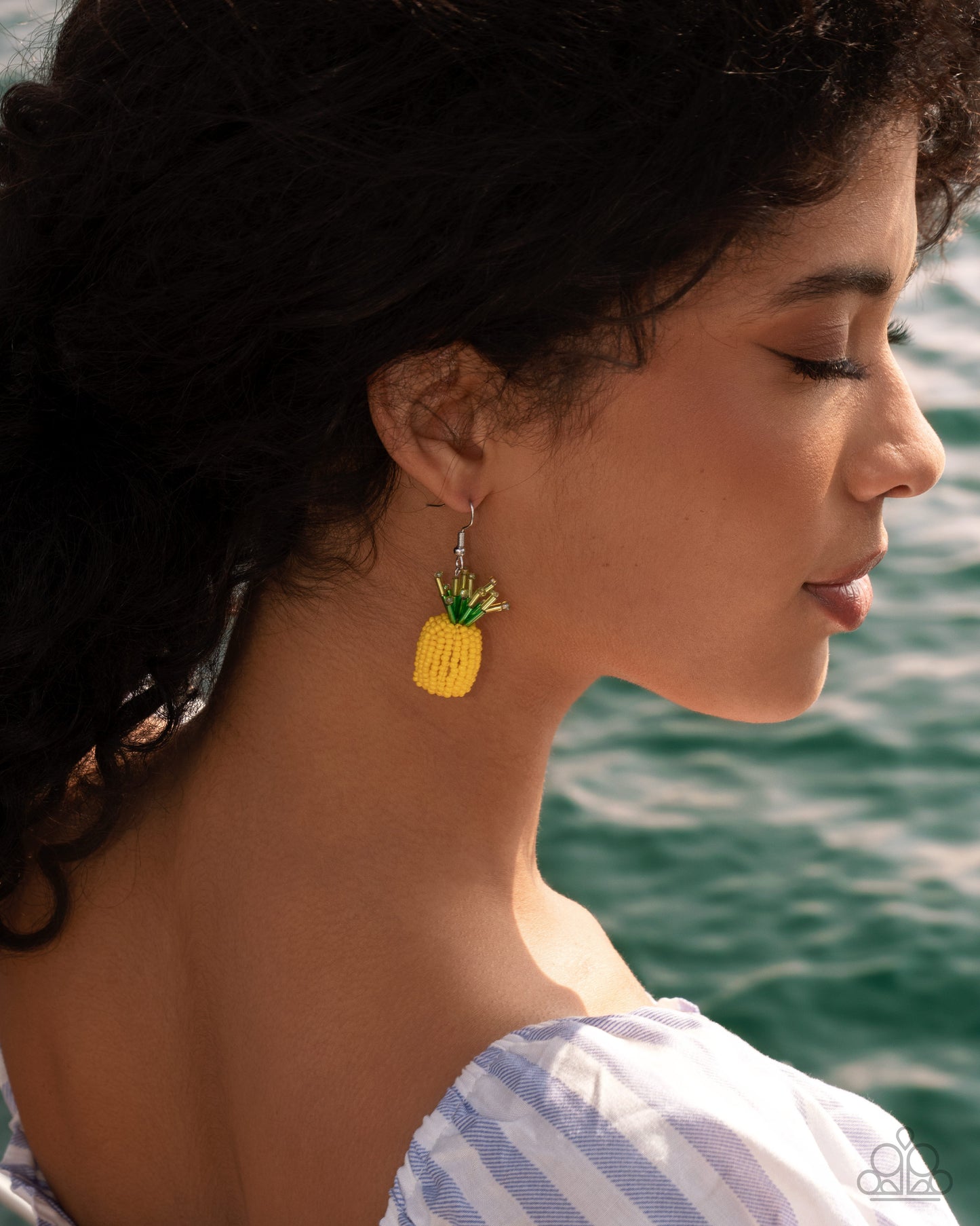 Pleasant Pineapple - Yellow Seed Bead Pineapple Summer Beach Style Earring Paparazzi E3044