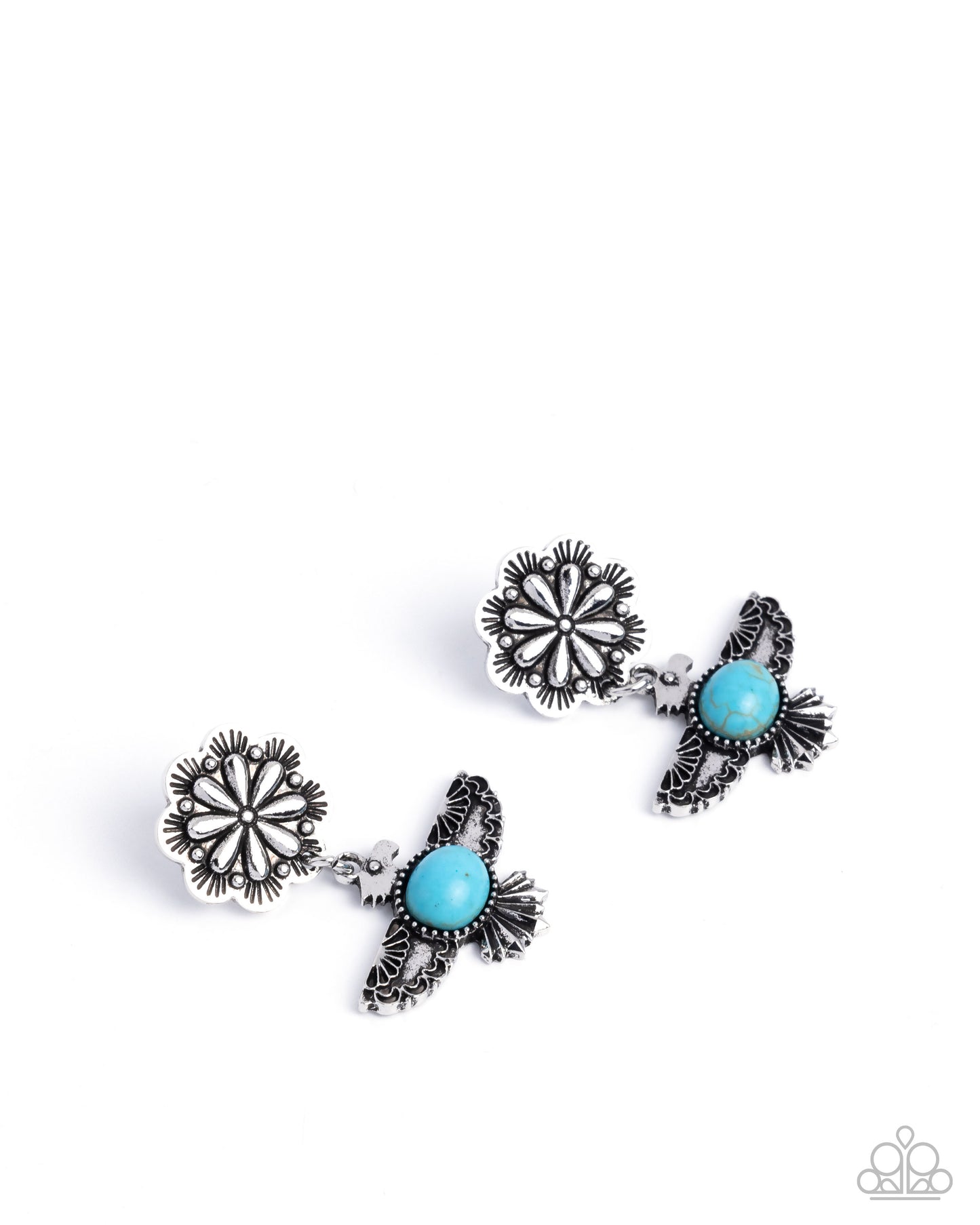 Paparazzi Eagle Excitement - Blue Turquoise Silver Eagle Post Earring