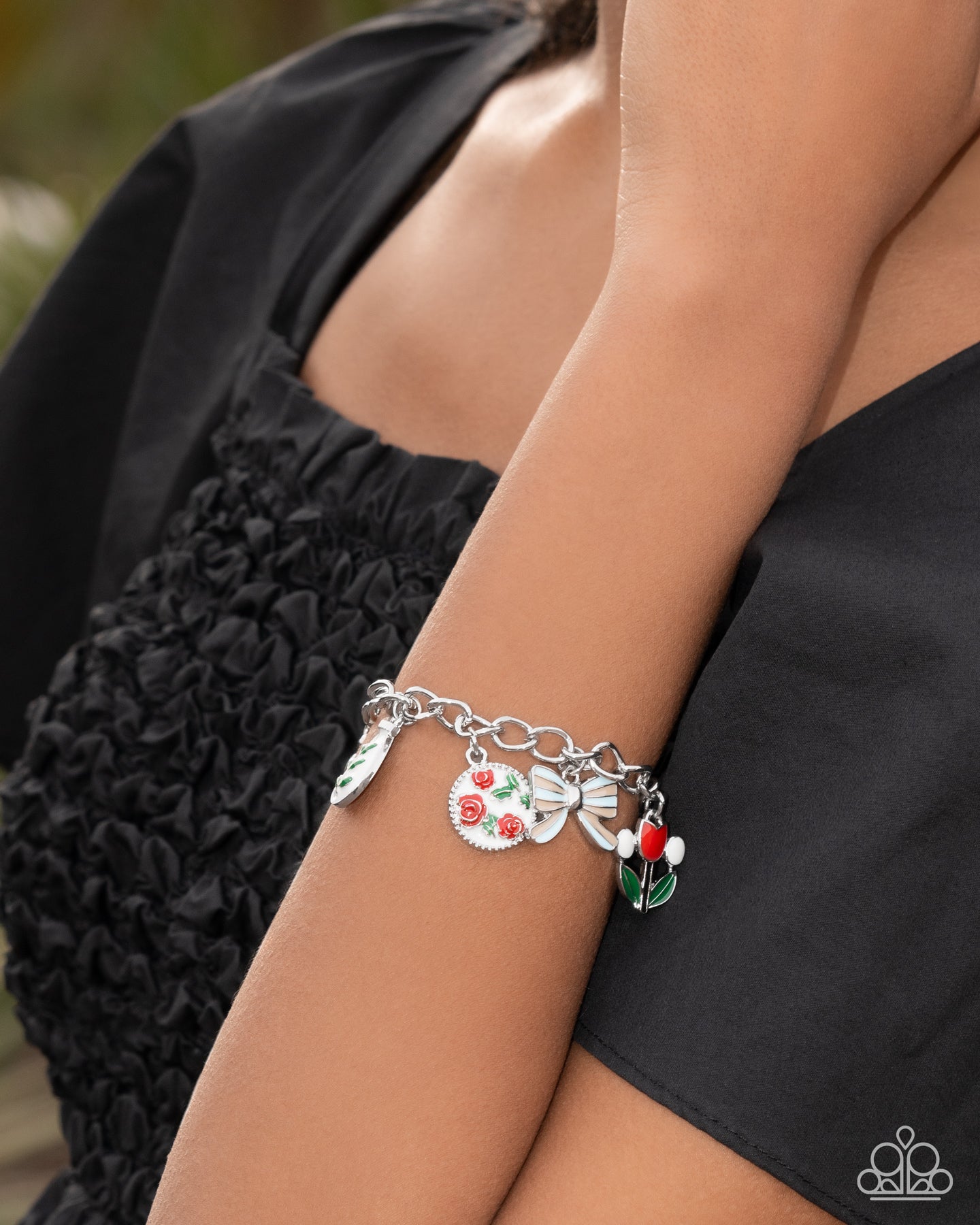 Complex Charms - Red Fox, Tulip, Bow, Owl & Mushroom Scandi Charm Bracelet Paparazzi B2281
