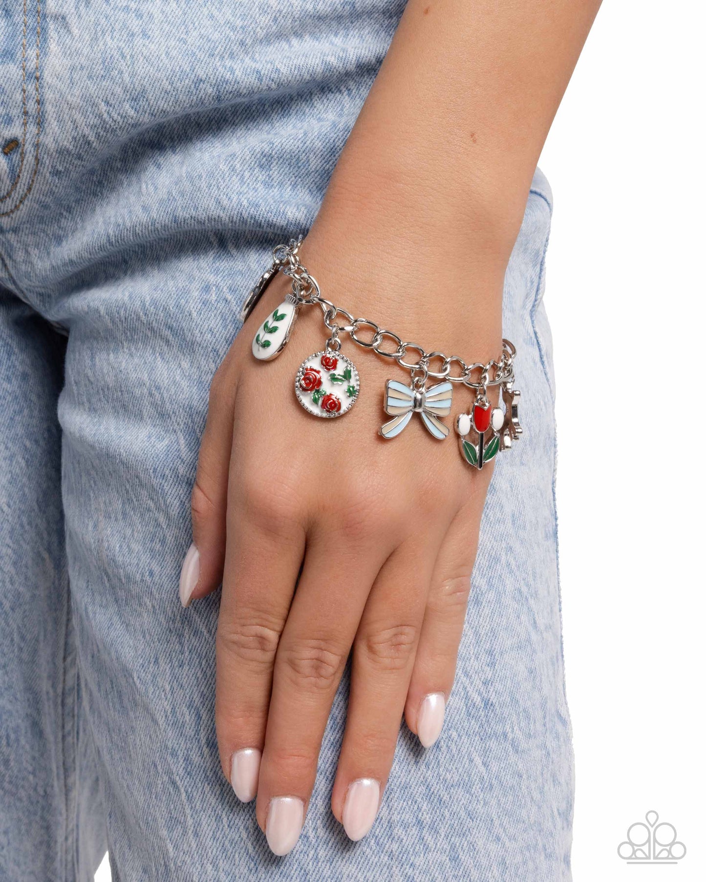 Complex Charms - Red Fox, Tulip, Bow, Owl & Mushroom Scandi Charm Bracelet Paparazzi B2281