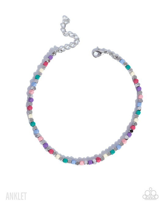 Exquisitely Eclectic - Multicolored Cubed Bead Anklet Paparazzi B2152