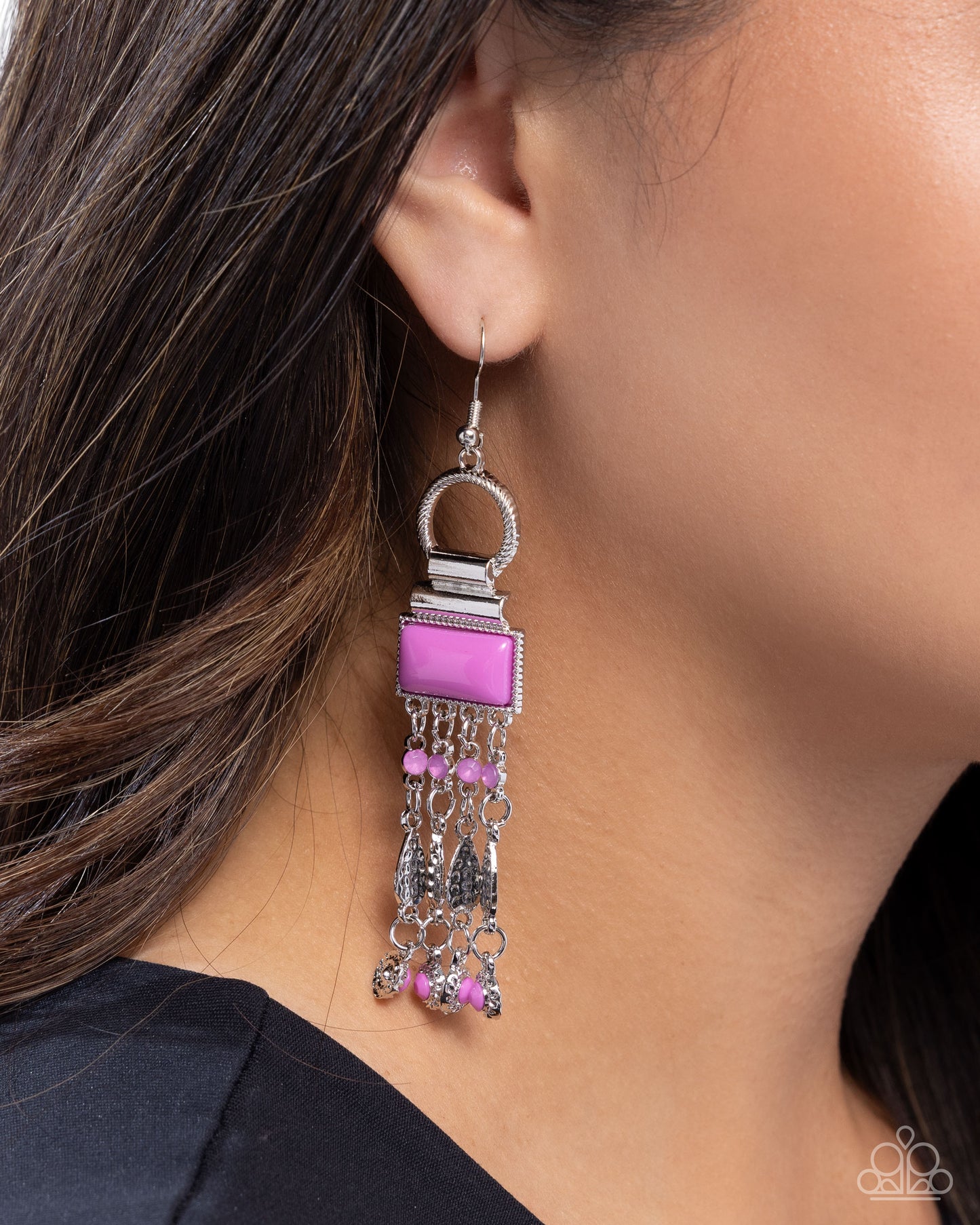Complimentary Cascade - Purple Crocus Gem Earring Paparazzi E2781