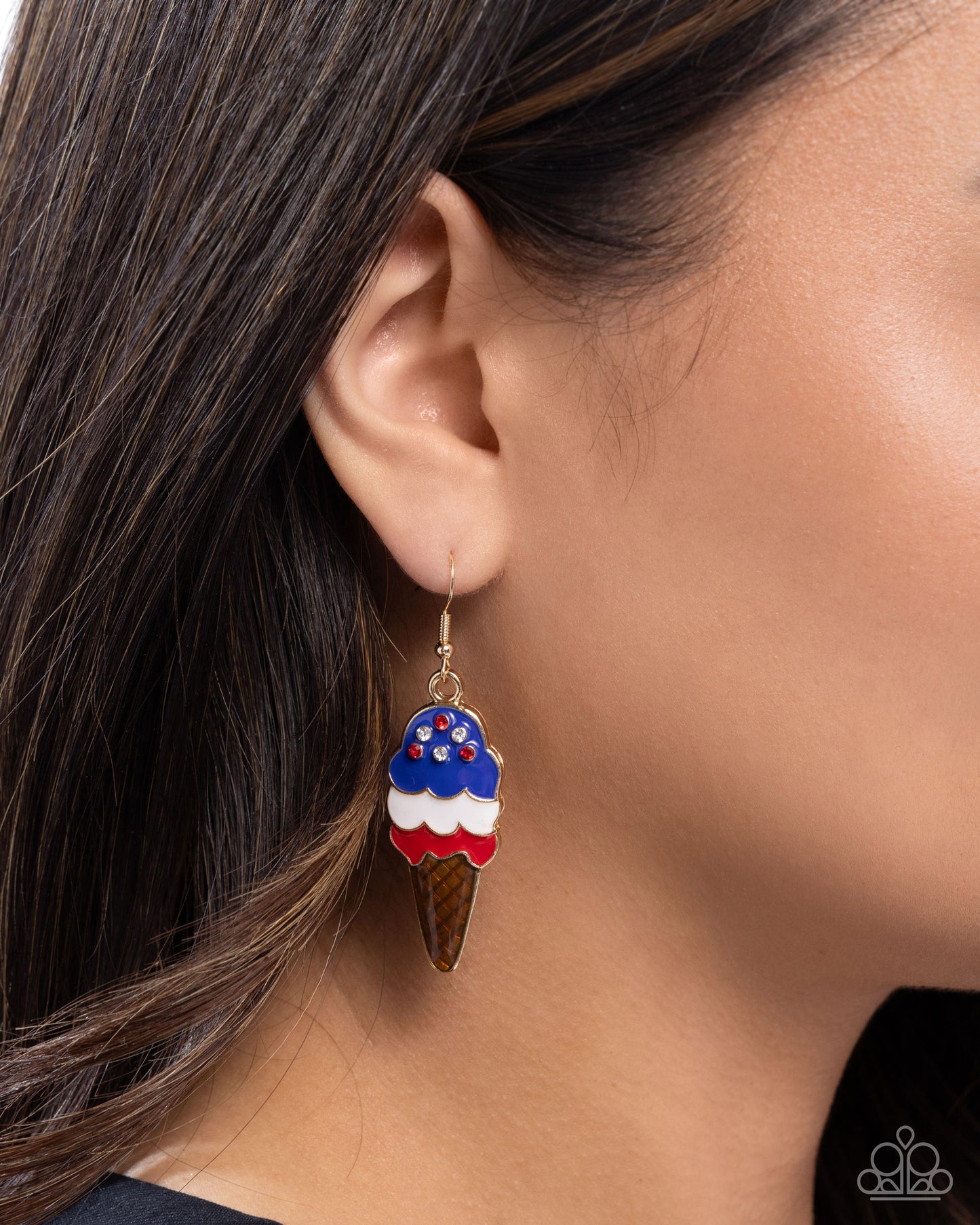 Imaginative Ice Cream - Multicolored Red, White, Blue Patriotic Ice Cream Cone Earrings Paparazzi