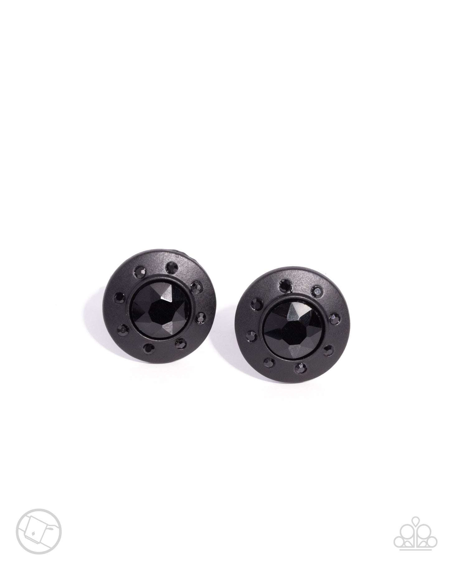 Cruising Confidence - Black Rhinestone, Gem & Painted Cuff Link Paparazzi CL009
