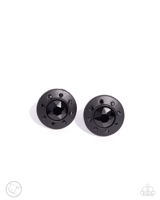 Cruising Confidence - Black Rhinestone, Gem & Painted Cuff Link Paparazzi CL009