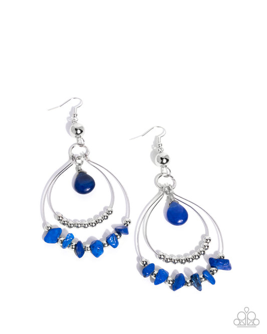 Paparazzi Chiseled Cascade - Blue Lapis Stone Silver Teardrop Tiered Earring