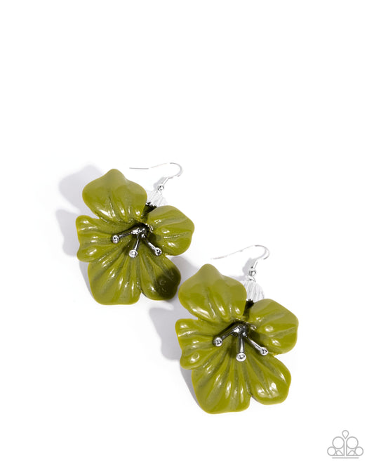 Blossoming Boardroom - Green White Grape Flower Earring Paparazzi E2977