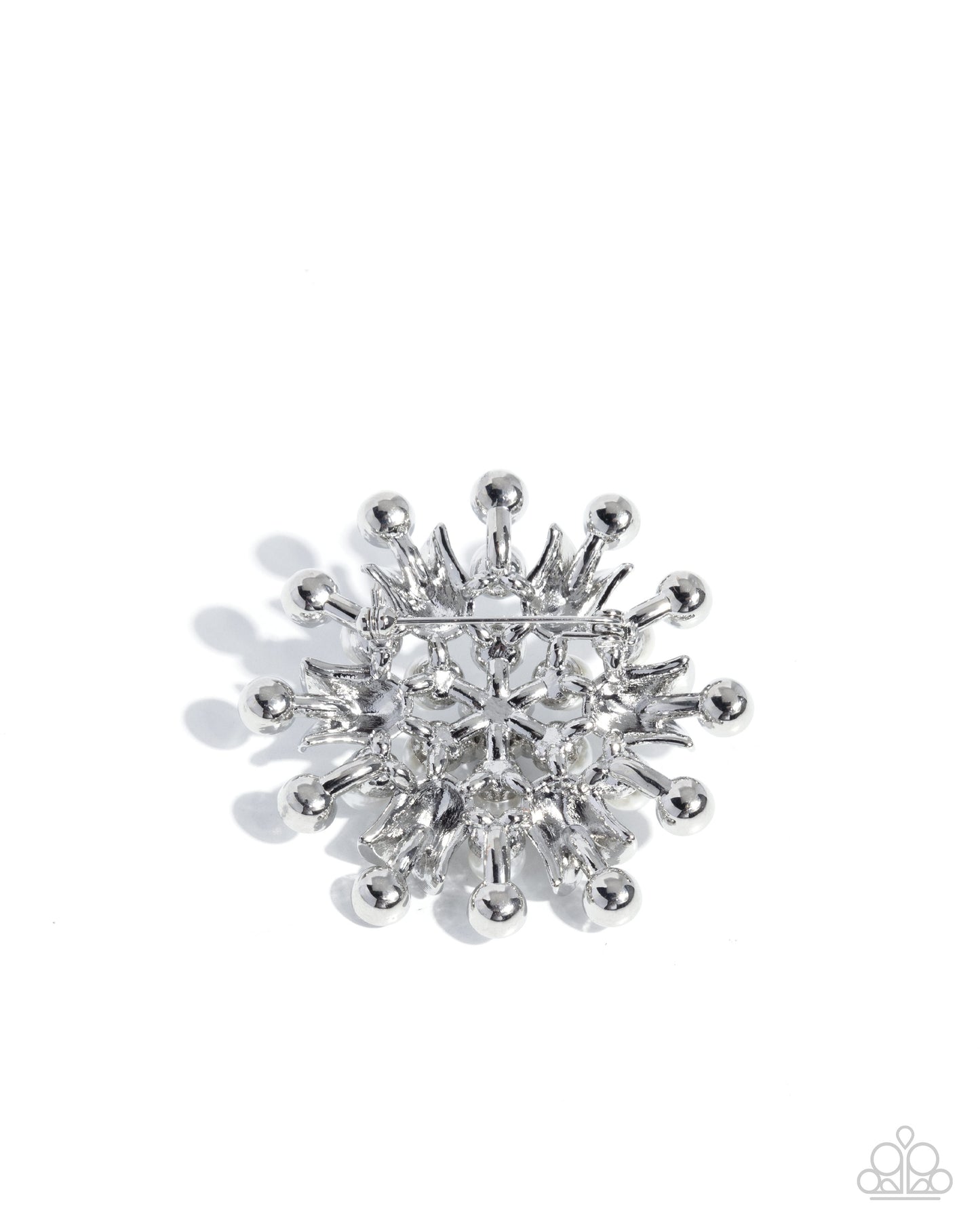 Pearly Prologue - White Gem & Pearl Brooch Pin Paparazzi BR003