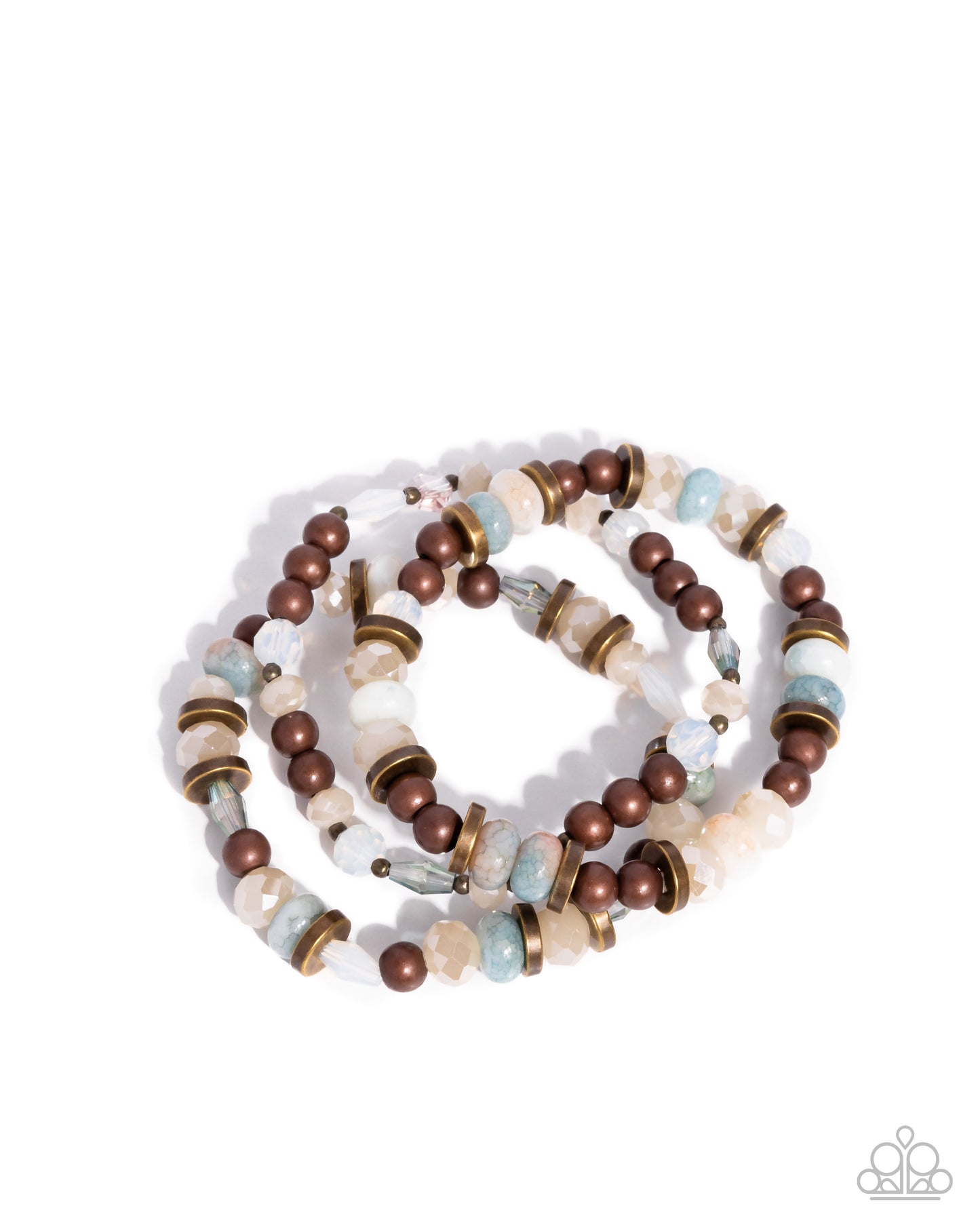 Paparazzi Naturally Noteworthy - Multi Natural Hues, Copper, Brass Bead Set Of Three Stretch Bracelets