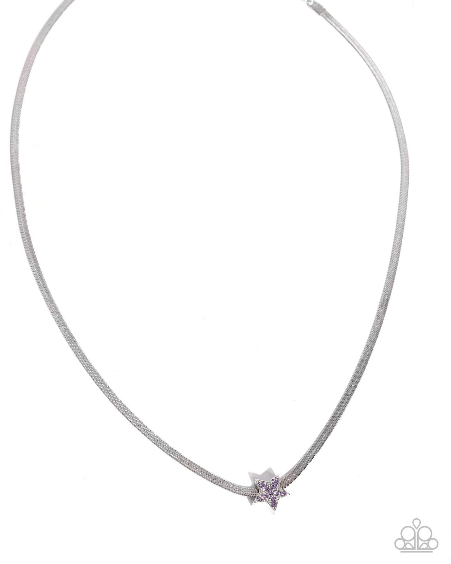 Straight Up Stellar - Purple Violet Rhinestone Star Snake Chain Necklace Paparazzi