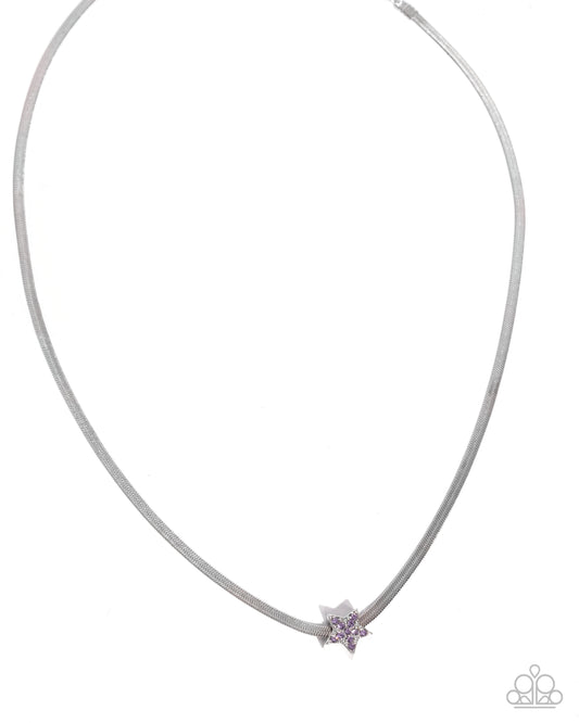 Paparazzi Straight Up Stellar - Purple Violet Rhinestone Star Snake Chain Necklace