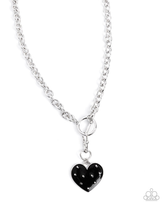Romantic Range - Black Heart Silver Necklace Paparazzi N3629