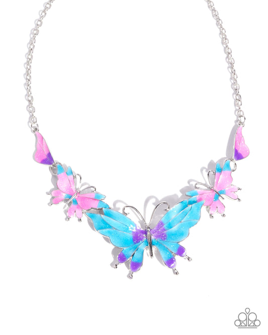 Floating Feature - Multi Blue, Pink & Purple Butterfly Necklace Paparazzi N3626