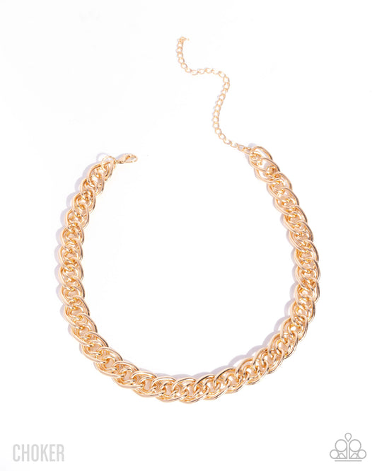 Paparazzi Lustrous Links - Gold High Sheen Choker Necklace N3889