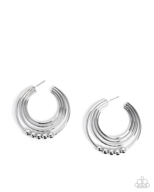 Paparazzi Layered Longevity - Silver 2 Inch Hoop Earring E3475