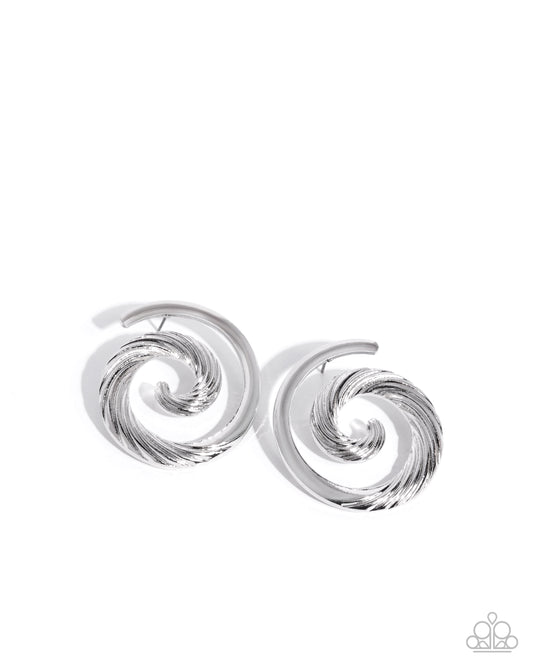 Paparazzi Spiral Silhouette - Silver Spiral Post Earring E2912