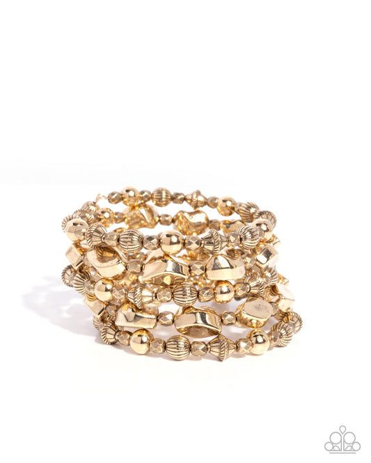Monochromatic Mosaic - Gold Coil Wrap Style Bracelet Paparazzi