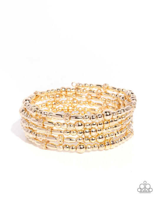Paparazzi Boisterous Beads - Gold Coil Beaded Bracelet