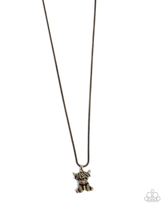 Highland Hero - Brass & Copper Baby Cow Necklace Paparazzi