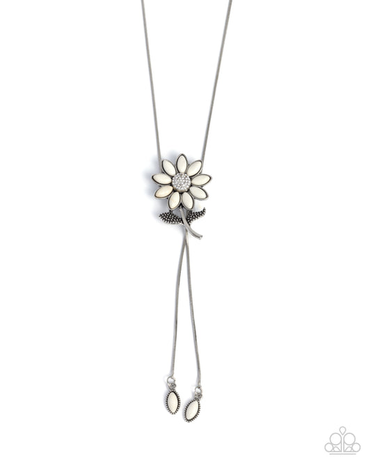 Floral Fidelity - White Stone Flower Bolo Santa Fe Style Necklace Paparazzi N3548